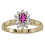 10k Yellow Gold Oval Pink Topaz And Diamond Ring