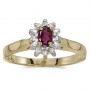 10k Yellow Gold Oval Rhodolite Garnet And Diamond Ring