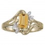 10k Yellow Gold Emerald-cut Citrine And Diamond Ring
