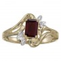 14k Yellow Gold Emerald-cut Garnet And Diamond Ring