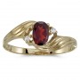 14k Yellow Gold Oval Garnet And Diamond Ring