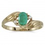 14k Yellow Gold Oval Emerald And Diamond Ring