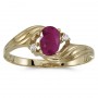 14k Yellow Gold Oval Ruby And Diamond Ring