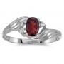 14k White Gold Oval Garnet And Diamond Ring