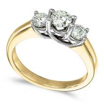 14k Yellow Gold 0.75 Ct Three Stone Trellis Diamond Ring