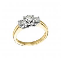 14k Yellow Gold 1.00 Ct Three Stone Trellis Diamond Ring