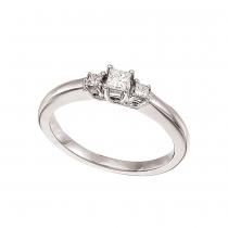 14k White Gold 0.25 Ct Three Stone Trellis Diamond Ring