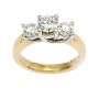 14K Yellow Gold Trellis Three Stone 1.5  Ct Round Diamond Ring