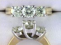 14K Yellow Gold 2 Ct Three Stone Diamond Trellis Ring