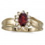 10k Yellow Gold Oval Garnet And Diamond Ring