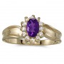 10k Yellow Gold Oval Amethyst And Diamond Ring