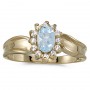 10k Yellow Gold Oval Aquamarine And Diamond Ring