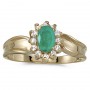 10k Yellow Gold Oval Emerald And Diamond Ring