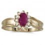 10k Yellow Gold Oval Ruby And Diamond Ring