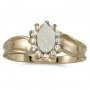 10k Yellow Gold Oval Opal And Diamond Ring