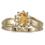 10k Yellow Gold Oval Citrine And Diamond Ring