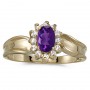 14k Yellow Gold Oval Amethyst And Diamond Ring