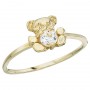 10K Yellow Gold Baby Teddy Bear and White Topaz Ring