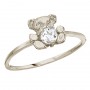 10K White Gold Baby Teddy Bear and White Topaz Ring