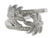 14K White Gold Double Palm Tree .25 Ct Diamond Ring