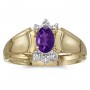 10k Yellow Gold Oval Amethyst And Diamond Ring