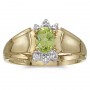 10k Yellow Gold Oval Peridot And Diamond Ring