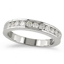 14K White Gold Diamond Channel Band Ring