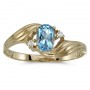 10k Yellow Gold Oval Blue Topaz And Diamond Ring