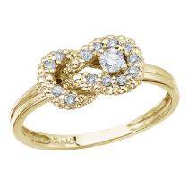 14K Yellow Gold Fashion Knot Diamond Ring