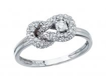 14K White Gold Fashion Knot Diamond Ring