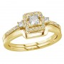 14K Yellow Gold Princess Diamond Band Ring Set