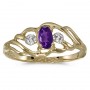 10k Yellow Gold Oval Amethyst And Diamond Ring