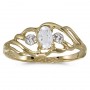 10k Yellow Gold Oval White Topaz And Diamond Ring