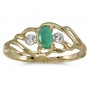 10k Yellow Gold Oval Emerald And Diamond Ring