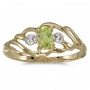 10k Yellow Gold Oval Peridot And Diamond Ring