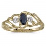 10k Yellow Gold Oval Sapphire And Diamond Ring