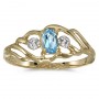 10k Yellow Gold Oval Blue Topaz And Diamond Ring