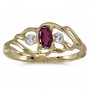 10k Yellow Gold Oval Rhodolite Garnet And Diamond Ring