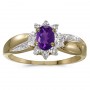 10k Yellow Gold Oval Amethyst And Diamond Ring