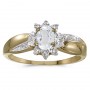 10k Yellow Gold Oval White Topaz And Diamond Ring