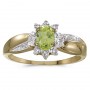 10k Yellow Gold Oval Peridot And Diamond Ring