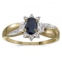 10k Yellow Gold Oval Sapphire And Diamond Ring