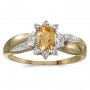 10k Yellow Gold Oval Citrine And Diamond Ring