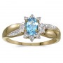 10k Yellow Gold Oval Blue Topaz And Diamond Ring