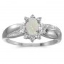 10k White Gold Oval Opal And Diamond Ring