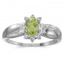 14k White Gold Oval Peridot And Diamond Ring