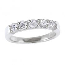 14K White Gold .75 Ct Five Stone Diamond Band