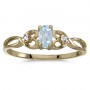 10k Yellow Gold Oval Aquamarine And Diamond Ring