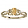 10k Yellow Gold Oval Citrine And Diamond Ring