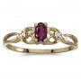 10k Yellow Gold Oval Rhodolite Garnet And Diamond Ring